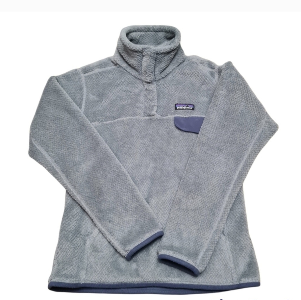 Patagonia Re-Tool Snap-T Fleece Pullover Jacket Grey with Violet-ish Grey Trim S